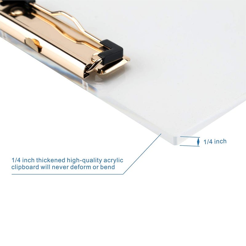 EXPUTRAN Clear Acrylic Clipboard with Gold Clip, Set 2-Pieces, Fits 9x12 inch - Letter Size Standard, Office, School and Home Supply - Image 2